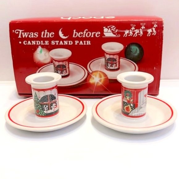 Spode Christmas Tree Candle Stand Pair - Picture 1 of 3